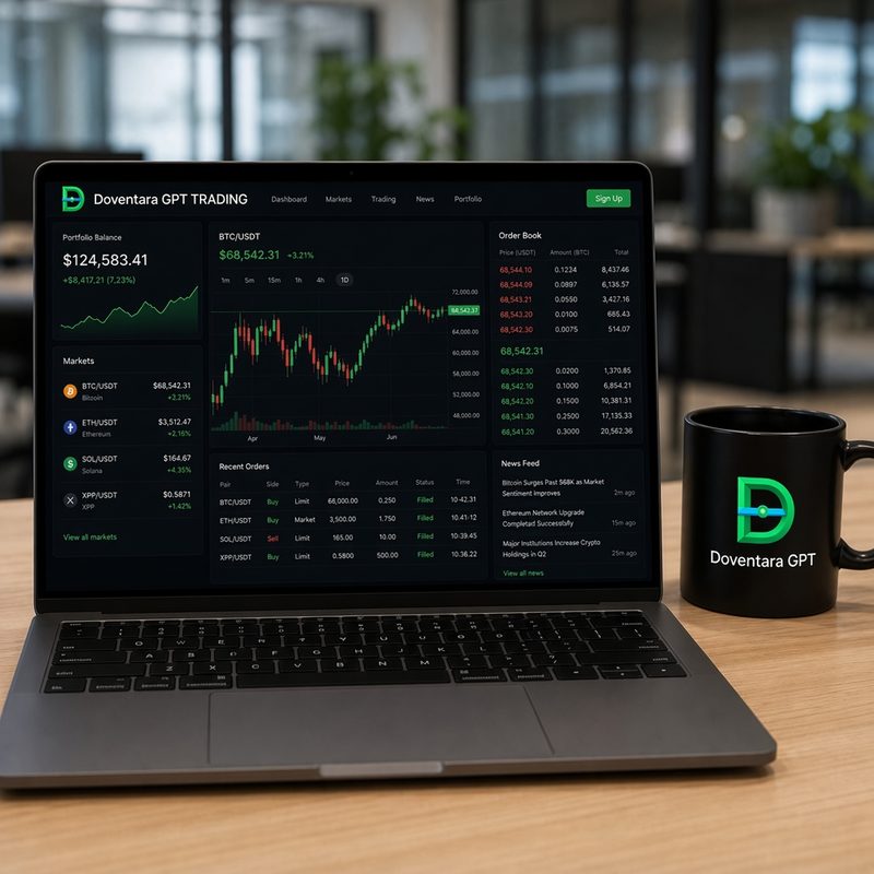 Panel Doventara GPT con profundidad de mercado y portfolio multi-activo en computadora